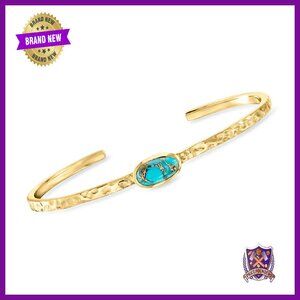 18kt Gold Over Sterling Turquoise Cuff Bracelet 7 Inches